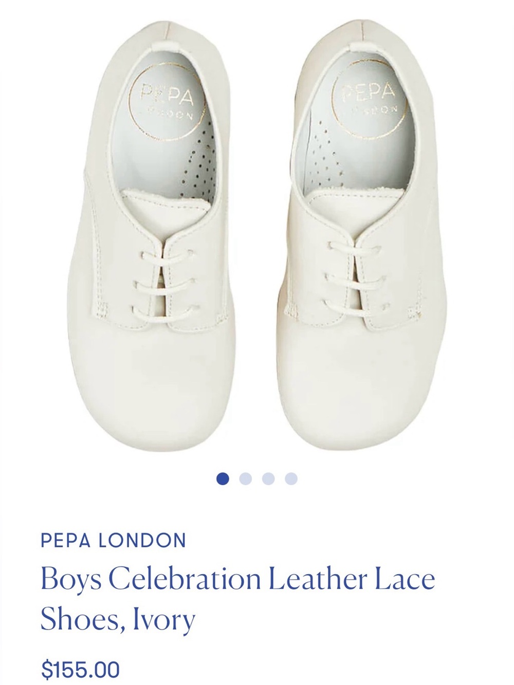 PEPA LONDON
Boys Celebration Leather Lace
Size EU 27, toddler 10